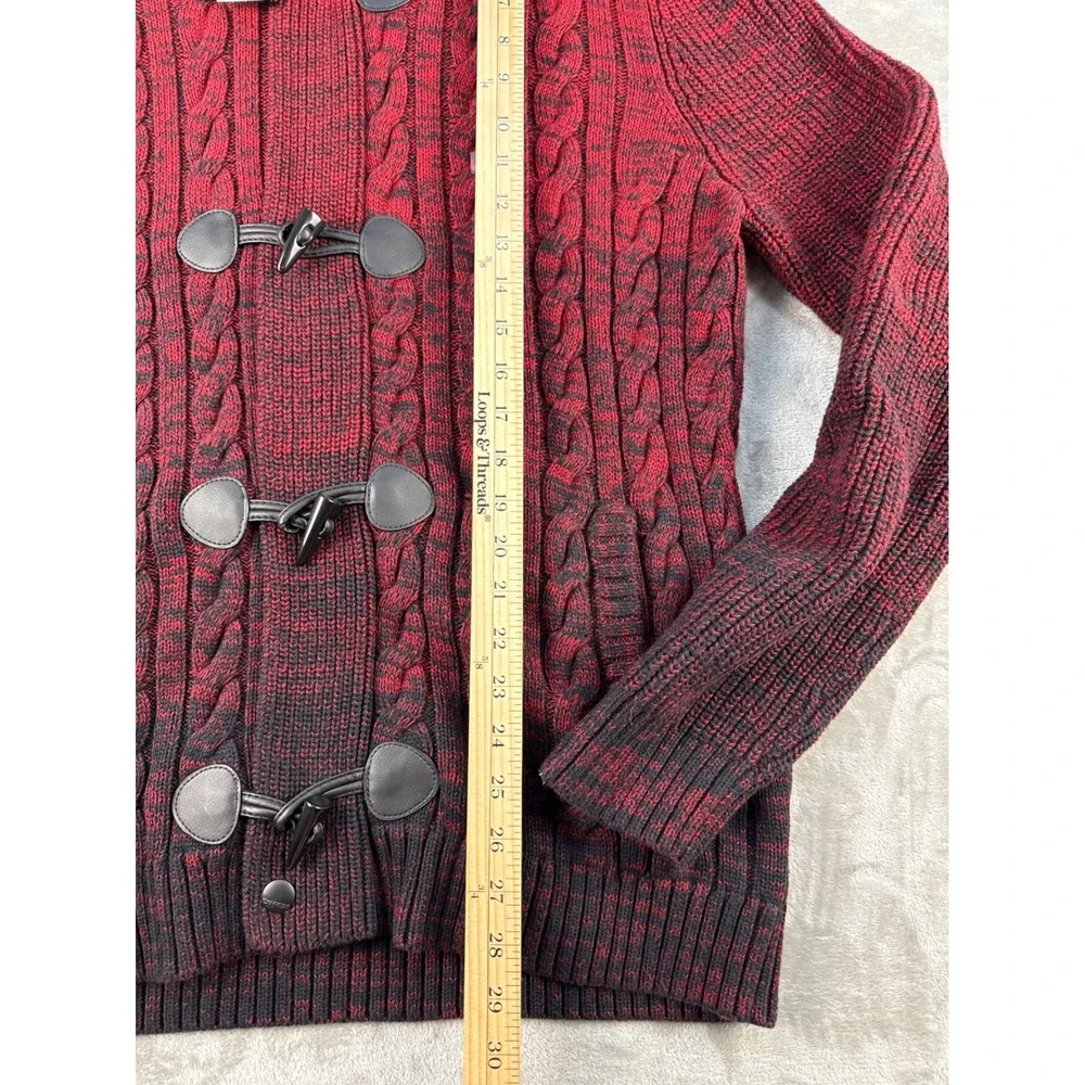 Express Sweater Mens XL Toggle Mock Neck Red Ombre Cable Knit Heavyweight NEW